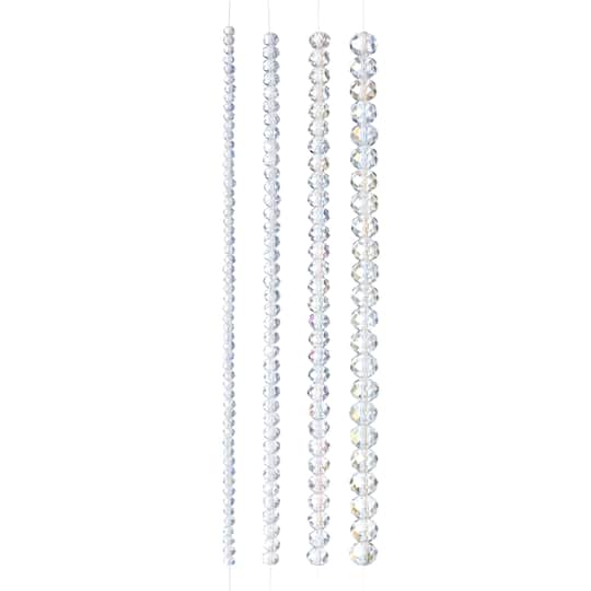 12 Packs: 4 ct. (48 total) Clear Faceted Glass Rondelle Beads by Bead Landing™